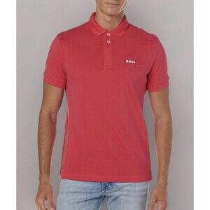 BOSS Hugo Boss Polo Shirt 3XL Slim Raspberry Red Embroidered Logo Short Sleeve